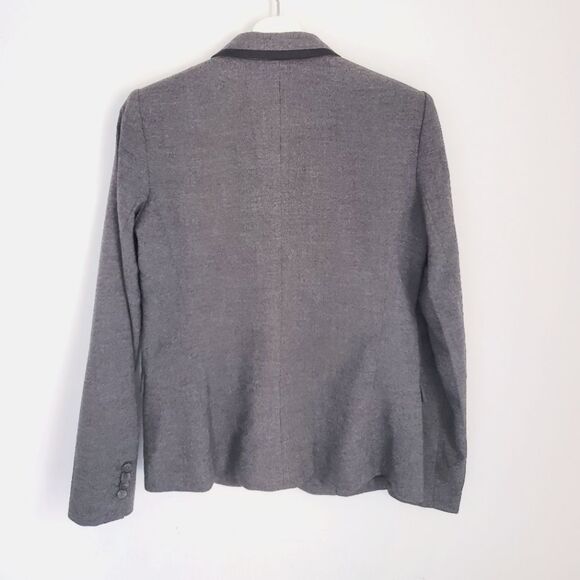 Mango Basics Padded Shoulders Gray Blazer Size 4 - Picture 2 of 3